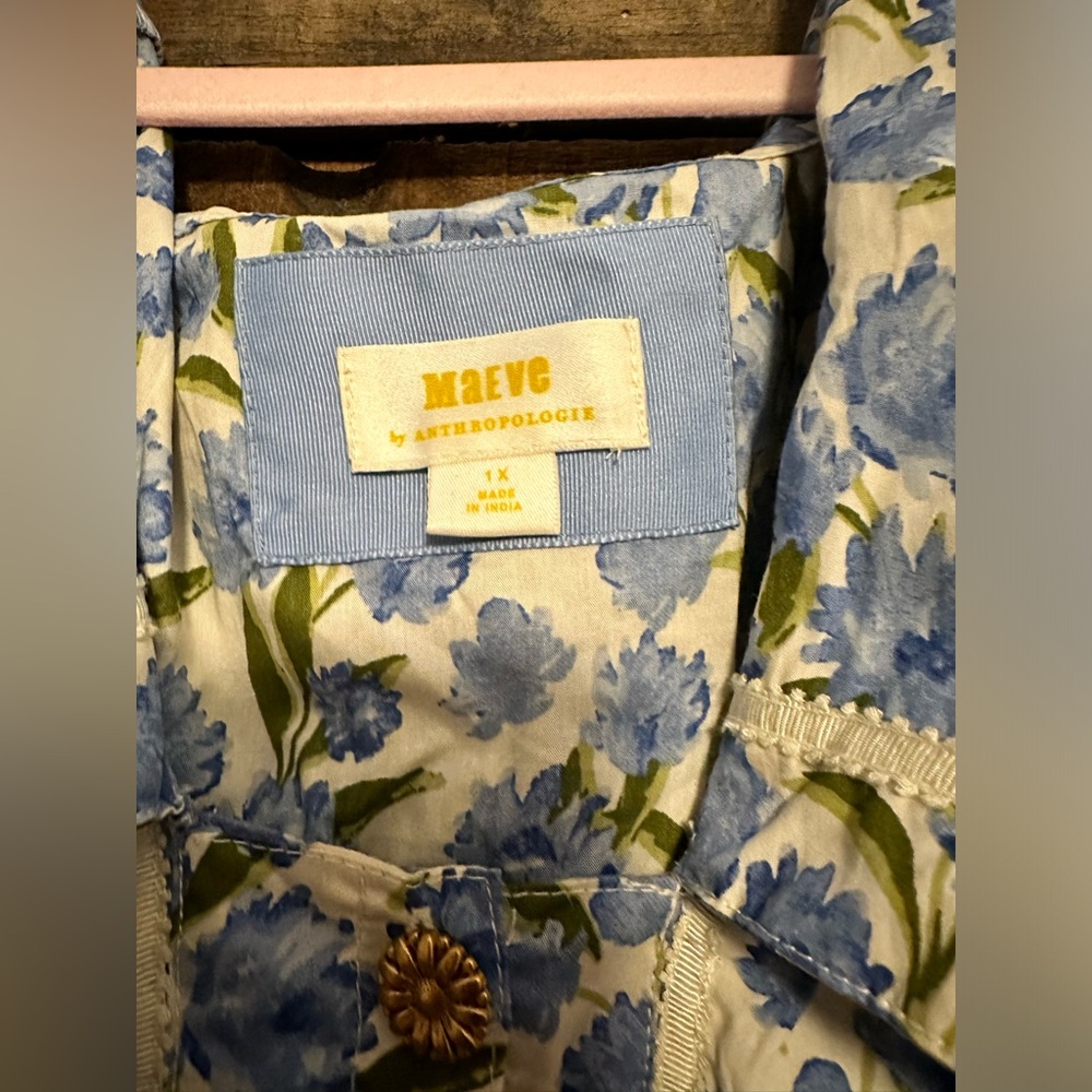 Anthropologie Blue and Green Floral Mini Dress - Picture 4 of 7